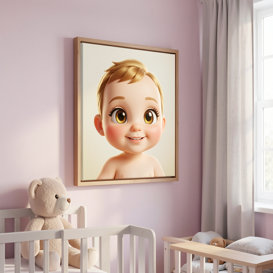 Custom 3D Baby Portrait Canvas Print — Nursery Wall Art