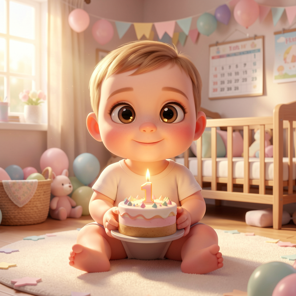 Baby Milestone Portrait — Custom Digital Art