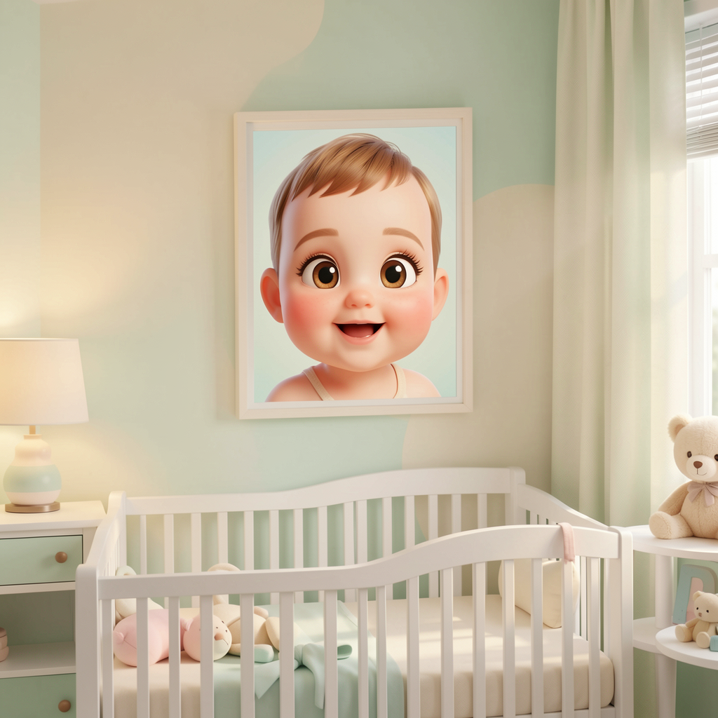Custom 3D Baby Portrait Canvas Print — Nursery Wall Art